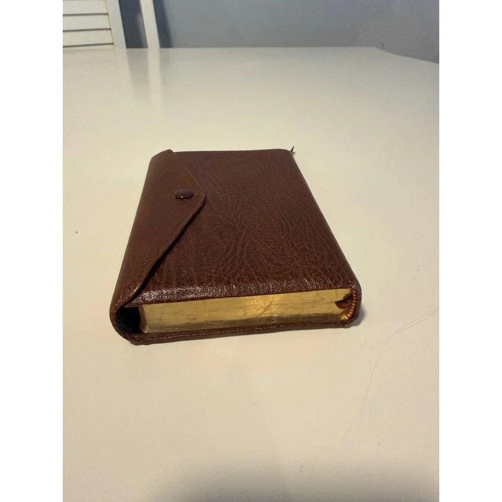Vintage Cambridge Holy Bible Concordance Brown Leather Snap Cover Gilt Edges